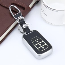 Car Auto PU Leather Intelligence Luminous Effect Key Ring Protection Cover for Crider Ninth Generation Accord(Silver)