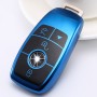 TPU One-piece Electroplating Full Coverage Car Key Case with Key Ring for Mercedes-Benz E (Blue)