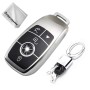 TPU One-piece Electroplating Full Coverage Car Key Case with Key Ring for Mercedes-Benz E (Silver)