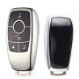 TPU One-piece Electroplating Full Coverage Car Key Case with Key Ring for Mercedes-Benz E (Silver)