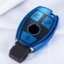 TPU One-piece Electroplating Full Coverage Car Key Case with Key Ring for Mercedes-Benz C (Blue)