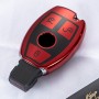 TPU One-piece Electroplating Full Coverage Car Key Case with Key Ring for Mercedes-Benz C (Red)