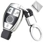 TPU One-piece Electroplating Full Coverage Car Key Case with Key Ring for Mercedes-Benz C (Silver)