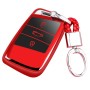 TPU One-piece Electroplating Full Coverage Car Key Case with Key Ring for Volkswagen New Magotan / New Passat (Red)