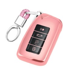 TPU One-piece Electroplating Full Coverage Car Key Case with Key Ring for LEXUS RX200T / GS / ES300 / IS / NX200 / LS / ES200 / RX270 / NX300H / LX570 (Pink)