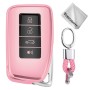 TPU One-piece Electroplating Full Coverage Car Key Case with Key Ring for LEXUS RX200T / GS / ES300 / IS / NX200 / LS / ES200 / RX270 / NX300H / LX570 (Pink)