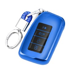 TPU One-piece Electroplating Full Coverage Car Key Case with Key Ring for LEXUS RX200T / GS / ES300 / IS / NX200 / LS / ES200 / RX270 / NX300H / LX570 (Blue)