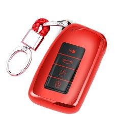 TPU One-piece Electroplating Full Coverage Car Key Case with Key Ring for LEXUS RX200T / GS / ES300 / IS / NX200 / LS / ES200 / RX270 / NX300H / LX570(Red)