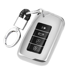TPU One-piece Electroplating Full Coverage Car Key Case with Key Ring for LEXUS RX200T / GS / ES300 / IS / NX200 / LS / ES200 / RX270 / NX300H / LX570 (Silver)