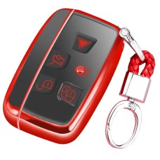TPU One-piece Electroplating Full Coverage Car Key Case with Key Ring for LAND ROVER Aurora / Discover God / Range Rover & JAGUAR (Red)