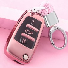 Огромное облеклочное открытие TPU CAR CAR CAR CARE CARE CREAND с кольцом с ключом для Audi A3 / Q3 (Pink)