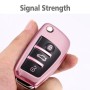 TPU One-piece Electroplating Opening Full Coverage Car Key Case with Key Ring for Audi A3 / Q3 (Pink)