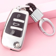 Огнетающее облеклочное открытие TPU CAR CAR CAR CARE CARE с кольцом с ключом для Audi A3 / Q3 (серебро)