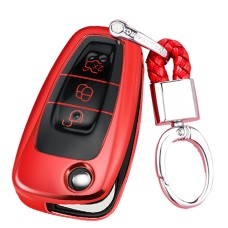 Огромное облеклочное открытие TPU полное покрытие корпус автомобиля с ключом кольцо для Ford Focus / Kuga (красный)