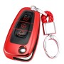 TPU One-piece Electroplating Opening Full Coverage Car Key Case with Key Ring for Ford FOCUS / KUGA (Red)