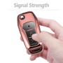 TPU One-piece Electroplating Opening Full Coverage Car Key Case with Key Ring for Ford Edge / ESCORT / KUGA / Mondeo / EcoSport / FOCUS (Pink)