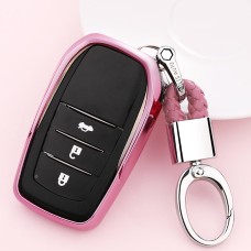 Обълектирующий ключевой корпус Car Car Care Care с ключом для Toyota Highlander / Crown / Prado / Vios / Camry / Corolla (Pink)