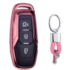 Обълектирующий корпус Car Car Care Care Care с ключевым кольцом для Ford Focus / Edge / Mondeo / Ecosport / Escort (Pink)