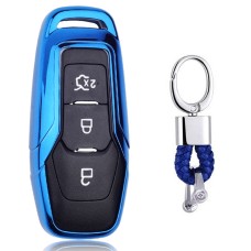 Обълектирующий ключевой корпус Car Car Care Care с ключевым кольцом для Ford Focus / Edge / Mondeo / Ecosport / Escort (Blue)