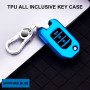 Car All-inclusive Soft TPU Key Protective Cover Key Case with Key Ring for Honda Folding (Blue)