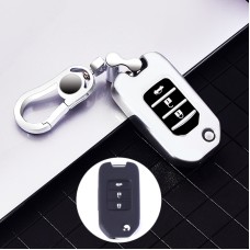 Car All-inclusive Soft TPU Key Protective Cover Key Case with Key Ring for Honda Folding (Silver)