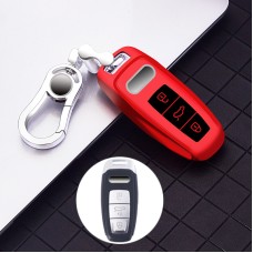 Car All-inclusive Soft TPU Key Protective Cover Key Case with Key Ring for Audi A6L Smart (Red)