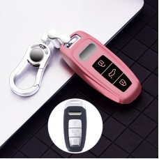 Car All-inclusive Soft TPU Key Protective Cover Key Case with Key Ring for Audi A6L Smart (Rose Gold)