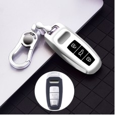 Car All-inclusive Soft TPU Key Protective Cover Key Case with Key Ring for Audi A6L Smart (Silver)