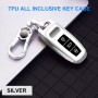 Car All-inclusive Soft TPU Key Protective Cover Key Case with Key Ring for Audi A6L Smart (Silver)