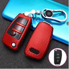 Для Audi Folding 3-Button Car TPU ключа ключа защитной крышки с ключом кольцо (красный)