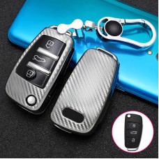 Для Audi Folding 3-Button Car TPU ключа ключа защитной крышки с ключом кольцо (серебро)