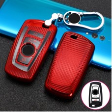 Для BMW Square 4-Button версия Car Car TPU Ключ Клавки Клавки с ключом кольцо (красный)