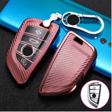 Для BMW Blade 4-Button версия Car Car TPU Key Copect Cover Cake с ключом кольцо (розовый)