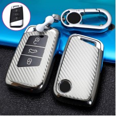 Для Volkswagen Smart 3-Button Car Car TPU ключ защиты ключа с ключом кольцо (серебро)