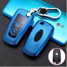 Для Ford Smart 3-Button Car TPU ключа ключа защитной крышки с ключом кольцо (синий)