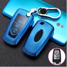 Для Ford Smart 4-Button Car Car TPU ключа ключа защитной крышки с ключом кольцо (синий)