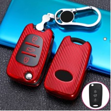 Для Kia Folding 3-Button Car TPU ключа ключа защитной крышки с ключом кольцо (красный)