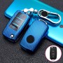 Для Skoda Folding 3-Button Car TPU ключа ключа защиты Клавки Клавки с кольцом клавиши (синий)