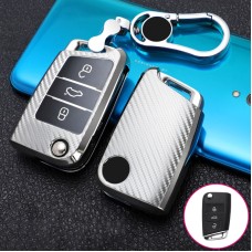 Для Skoda Folding 3-Button B версии CAR CAR TPU КЛЮЧЕВЫЙ КЛЮЧЕЙ КЛЮЧЕЙ КЛЮЧЕЙ КЛЮЧЕЙ КЛЮЧЕЙ КЛЕГО (Серебро)