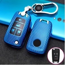 Для Chevrolet Folding 4-Button Car Car TPU Клавичный чехол Клавки Клавки с кольцом клавиши (синий)