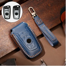 Hallmo Car Cowhide Leather Key Protective Cover Key Case for Old BMW (Blue)