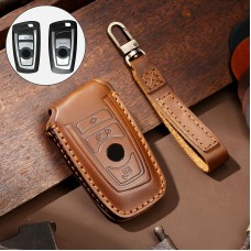 Hallmo Car Cowhide Leather Key Protective Cover Key Case for Old BMW (Brown)