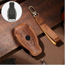 Hallmo Car Cowhide Leather Key Protective Cover Key Case for Old Mercedes-Benz E300L (Brown)