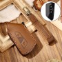 Hallmo Car Cowhide Leather Key Protective Cover Key Case for Volkswagen Golf 8 (Brown)