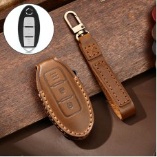 Hallmo Car Cowhide Leather Key Protective Cover Key Case for Nissan Sylphy 2-button (Brown)