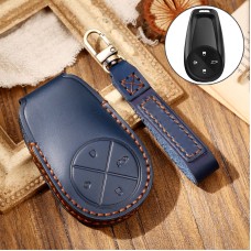 Hallmo Car Cowhide Leather Key Protective Cover Key Case for NIO ES6 / ES8 (Blue)