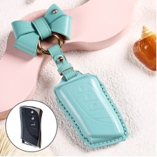 Car Female Style Cowhide Leather Key Protective Cover for Lexus, with Bow (Lake Blue)
