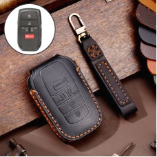 Hallmo Car Genuine Leather Key Protective Cover for Toyota Sienna 5-button (Black)