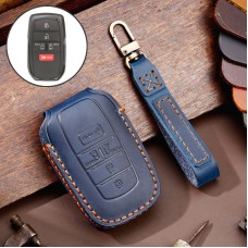 Hallmo Car Genuine Leather Key Protective Cover for Toyota Sienna 5-button (Blue)