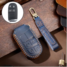 Hallmo Car Genuine Leather Key Protective Cover for Jeep Compass 4-button (Blue)